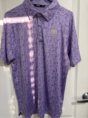 UNRL x Barstool Golf - Men’s Purple Printed Polo - Golf Shirt